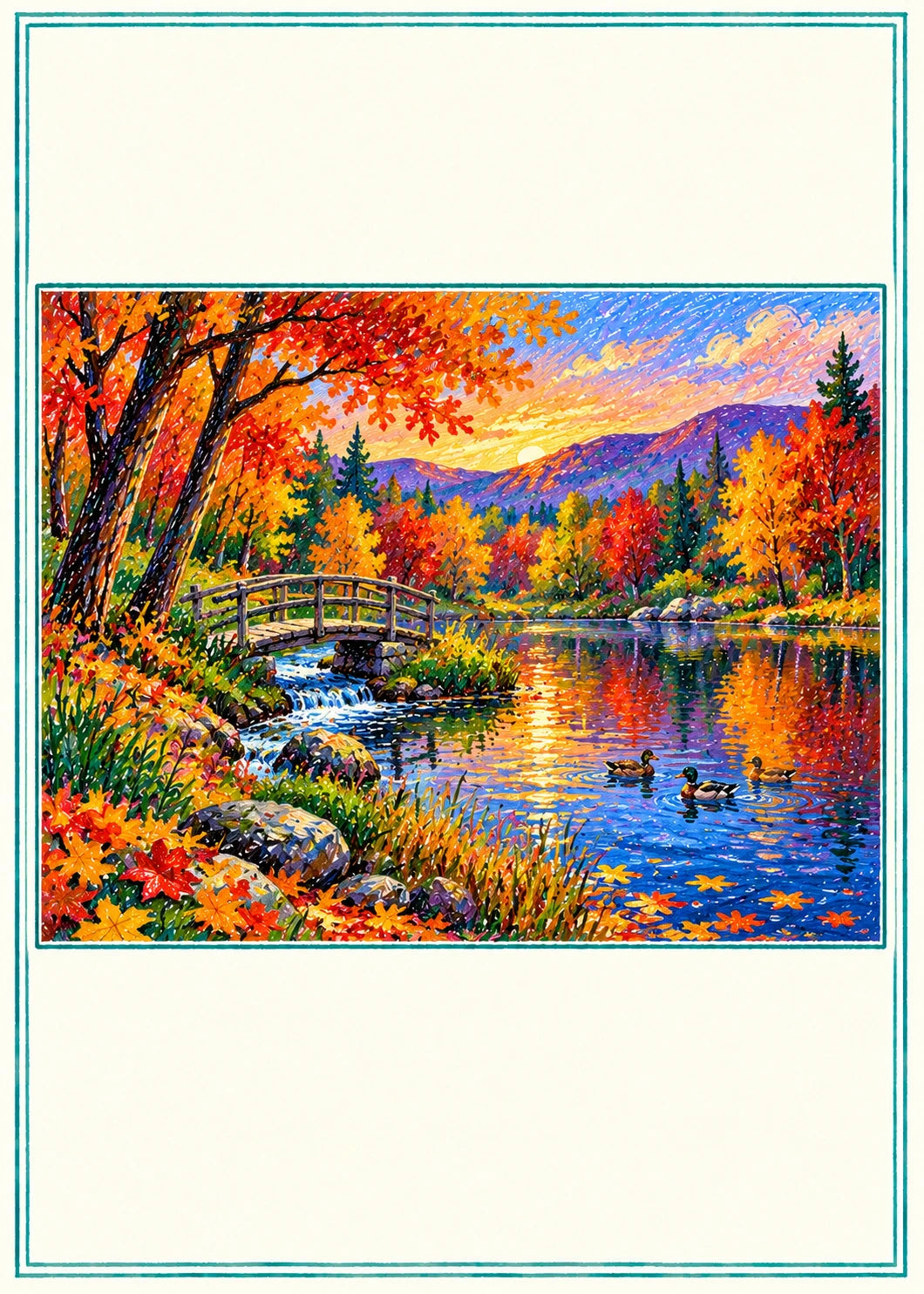 Autumn Lake Scene Happy Birthday Card for Dad