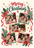Load image into Gallery viewer, Festive Holly Collage 5 Photo Upload Christmas Card for Parents
