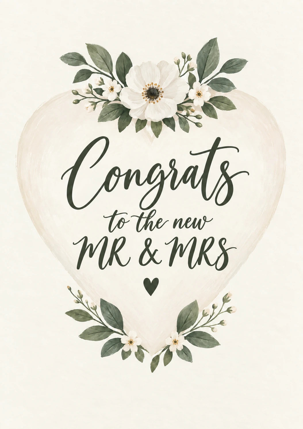 Congrats to the New Mr & Mrs Floral Heart Wedding Card