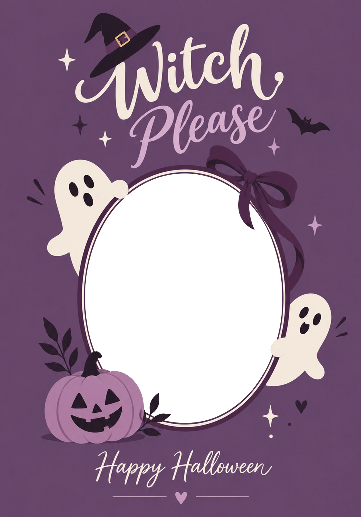 Funny Witch Please Ghost Photo Upload Halloween Card for Her