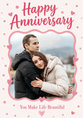 Load image into Gallery viewer, Pink Hearts You Make Life Beautiful Photo Upload Anniversary Card
