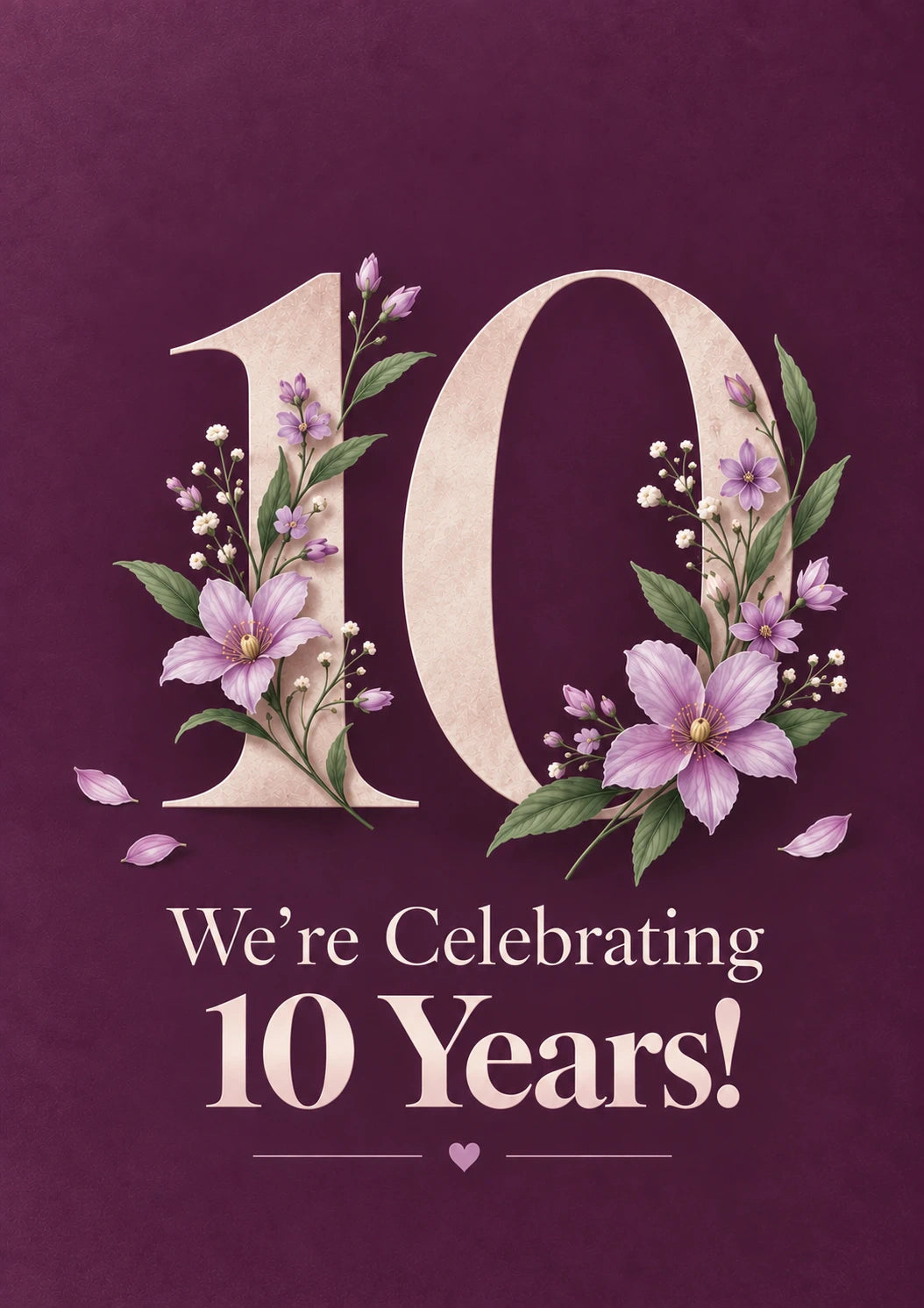 Purple Floral 10th Wedding Anniversary Card for Mum and Dad