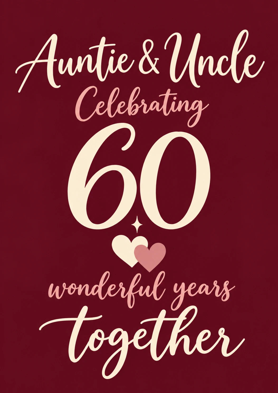 60th Wonderful Years Together Auntie and Uncle Anniversary Card