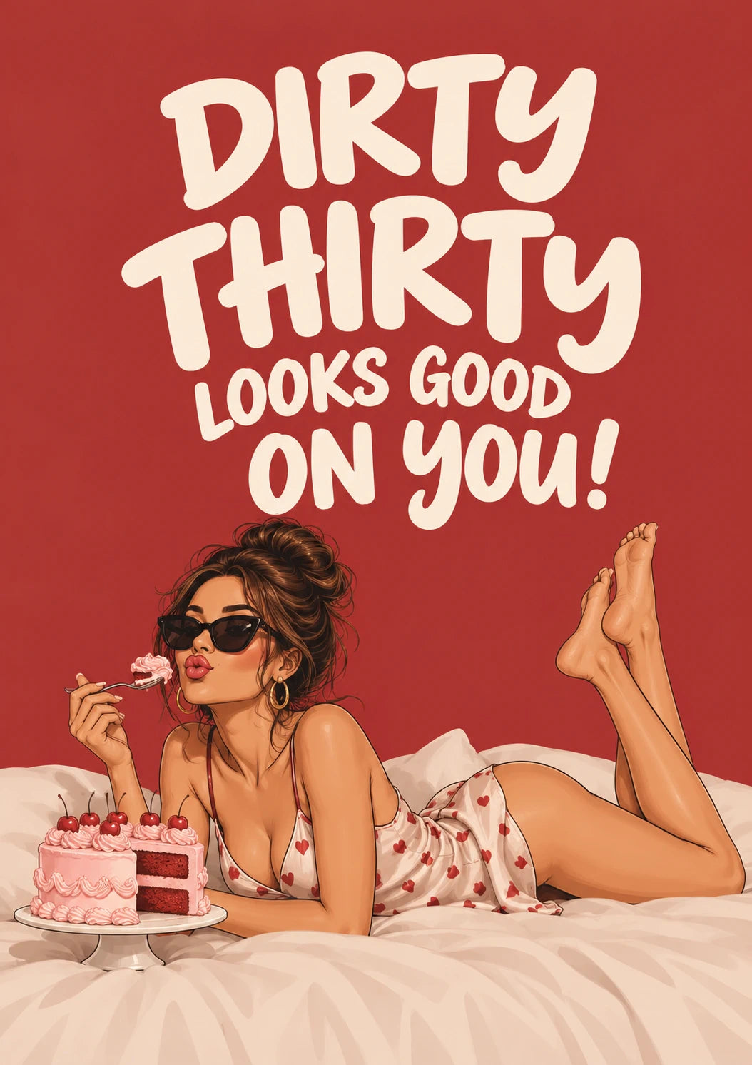 Funny Dirty Thirty Cake Illustration 30th Birthday Card for Her