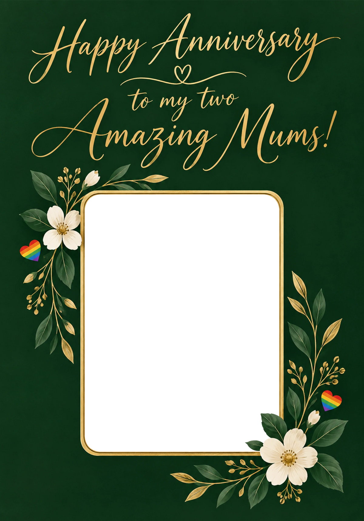 Two Mums Green Floral Photo Upload Anniversary Card