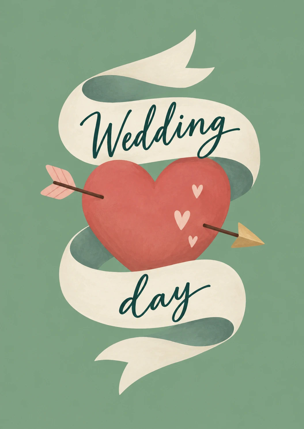 Ribbon Banner Heart Arrow Wedding Day Card