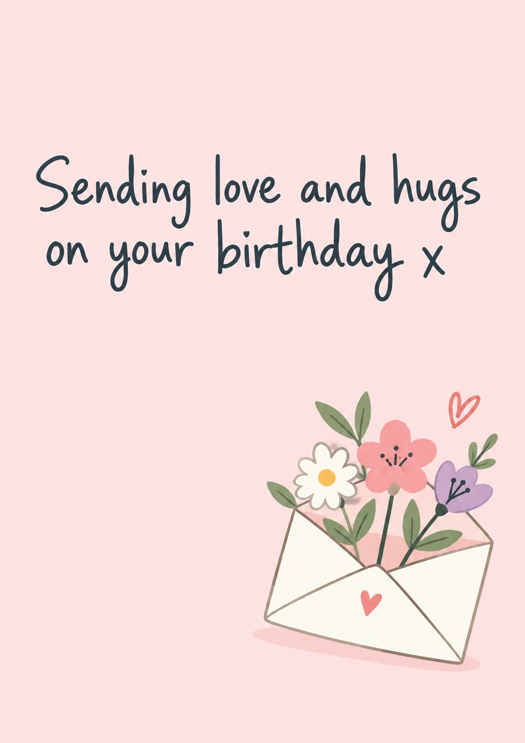 Sending Love and Hugs Floral Envelope Birthday Card for Her