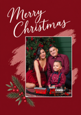 Load image into Gallery viewer, Red Brushstroke Festive Photo Upload Christmas Card for Parents
