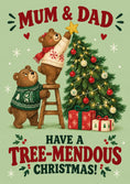 Load image into Gallery viewer, Funny Bear Decorating Tree-mendous Christmas Card for Mum and Dad
