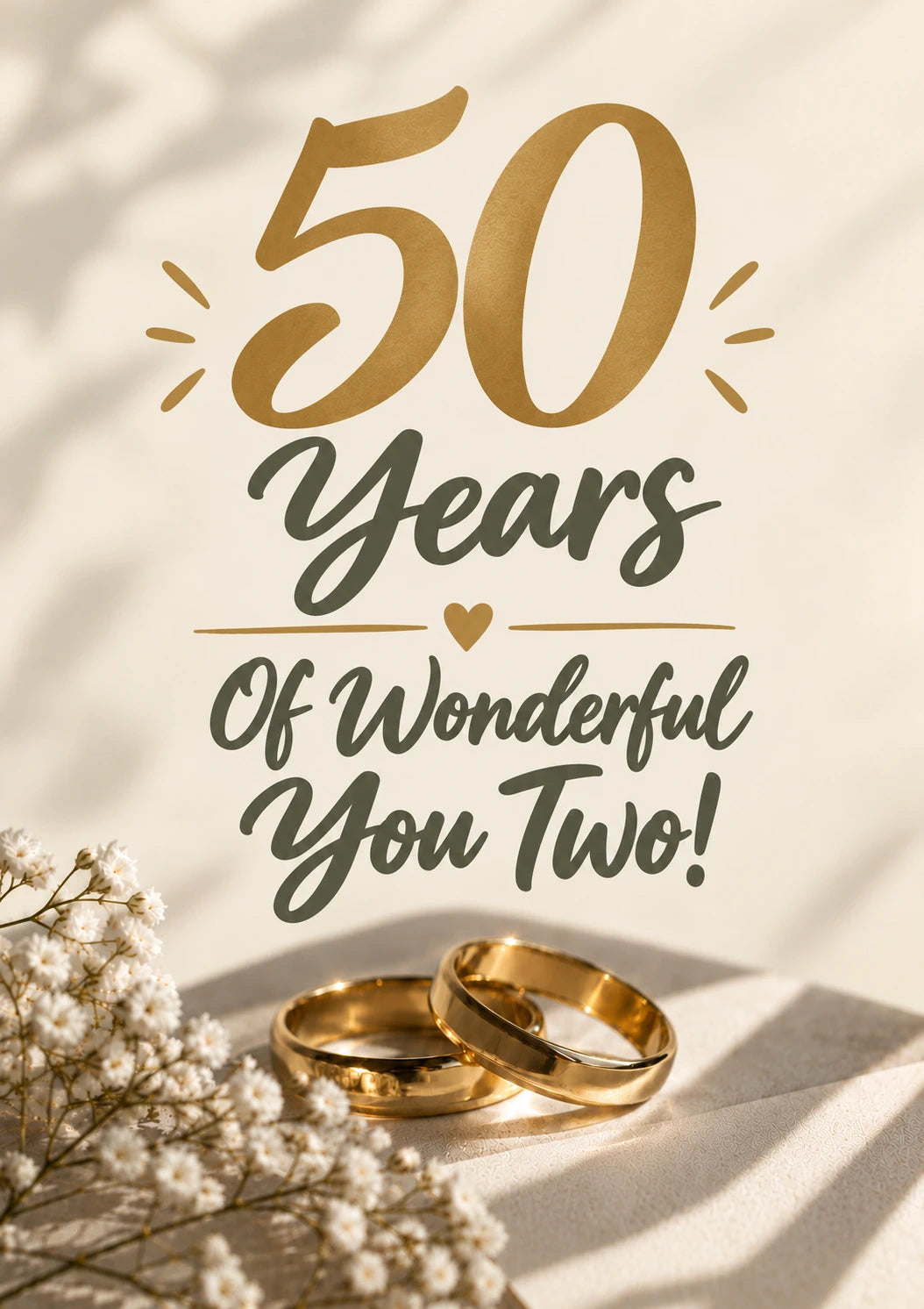 Gold Script 50 Years Wonderful You Two Anniversary Card