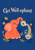Load image into Gallery viewer, Funny Get Well-ephant Elephant Tea Rainbow Card for Auntie
