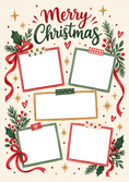 Load image into Gallery viewer, Festive Holly Collage 5 Photo Upload Christmas Card for Parents
