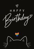 Load image into Gallery viewer, Rainbow Heart Black Cat Happy Birthday Card
