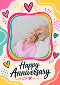 Load image into Gallery viewer, Bright Colourful Hearts Photo Upload Anniversary Card
