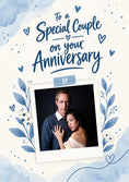 Load image into Gallery viewer, Blue Floral Special Couple Photo Upload Anniversary Card
