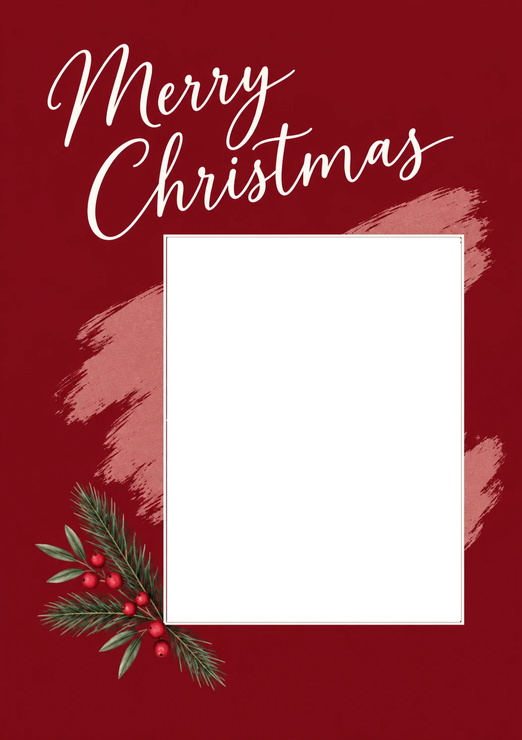 Red Brushstroke Festive Photo Upload Christmas Card for Parents