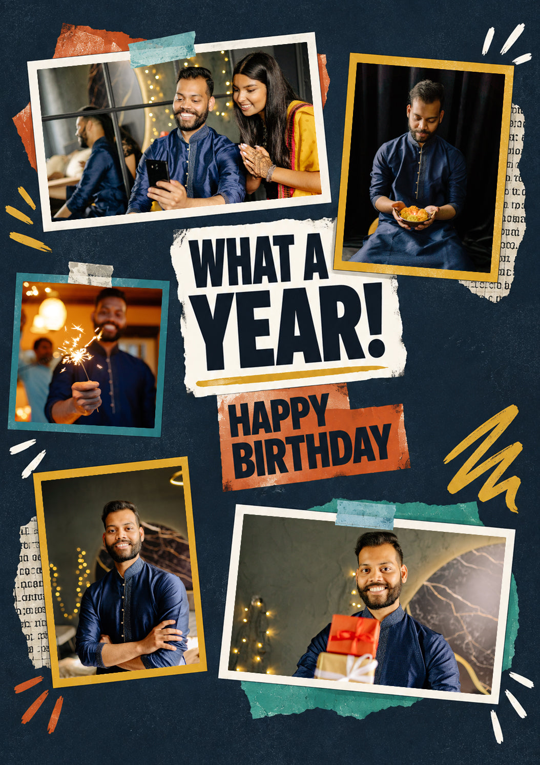 What a Year Scrapbook Photo Upload Birthday Card