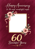 Load image into Gallery viewer, Diamond Anniversary Floral Photo Upload Birthday Card
