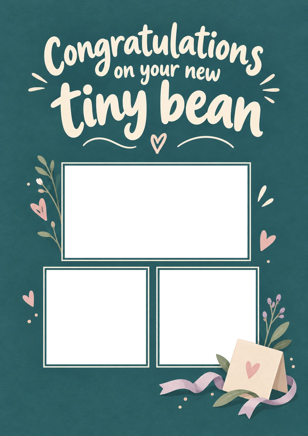 Funny Tiny Bean Multiple Photo Upload New Baby Card for Her