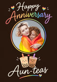 Load image into Gallery viewer, Funny Rainbow Boba Tea Aunties Photo Upload Anniversary Card
