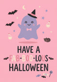 Load image into Gallery viewer, Cute Ghost Witch Hat Fab-Boo-Lous Halloween Card
