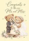Load image into Gallery viewer, Cute Teddy Bear Bride and Groom Wedding Card
