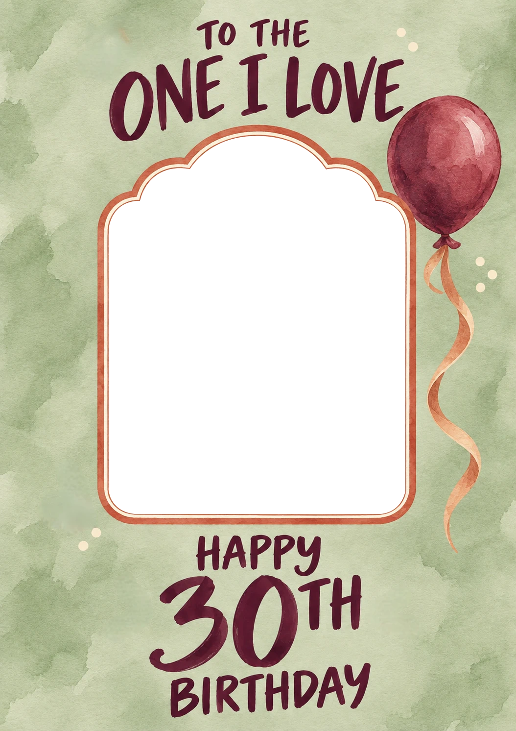 Watercolour Green One I Love 30th Photo Upload Birthday Card