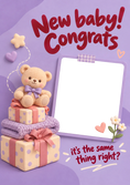 Load image into Gallery viewer, Funny New Baby Congrats Teddy Bear Photo Upload Birthday Card
