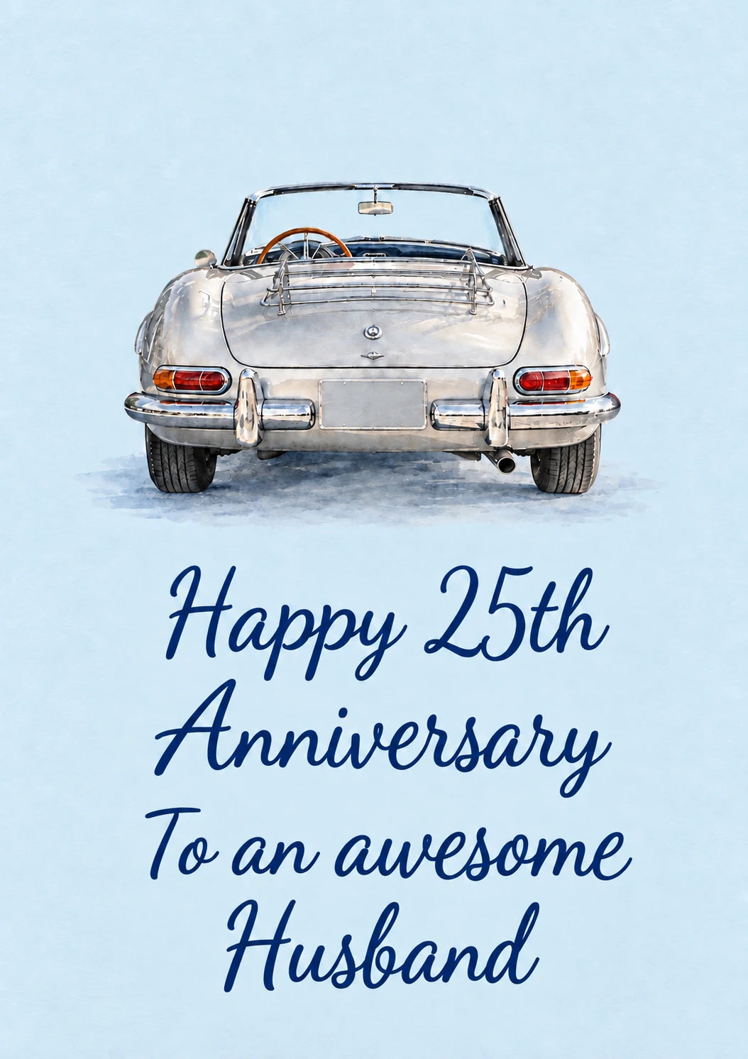 Silver Vintage Convertible 25th Anniversary Card for Husband