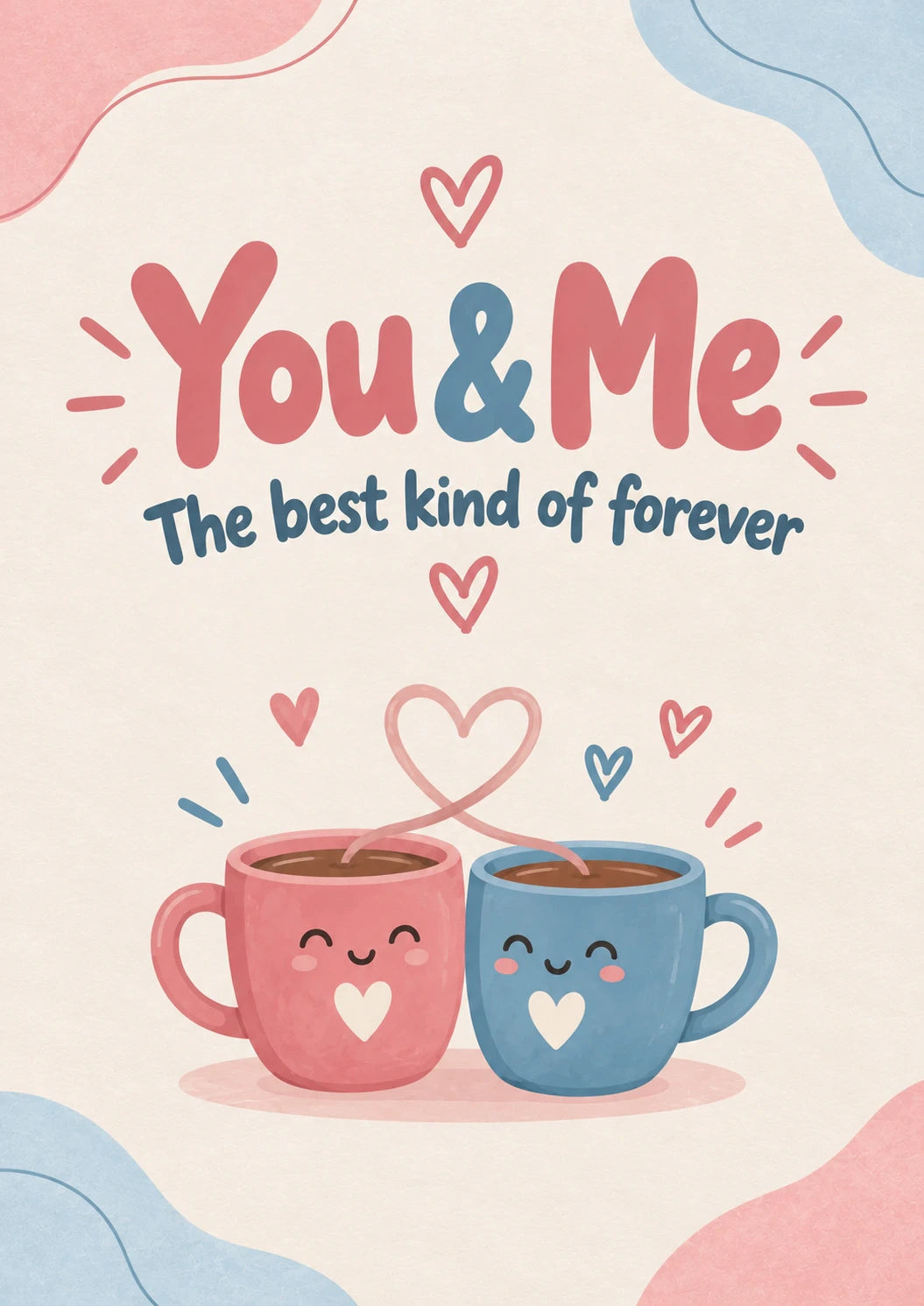 Cute Coffee Cups You & Me Anniversary Card for Her