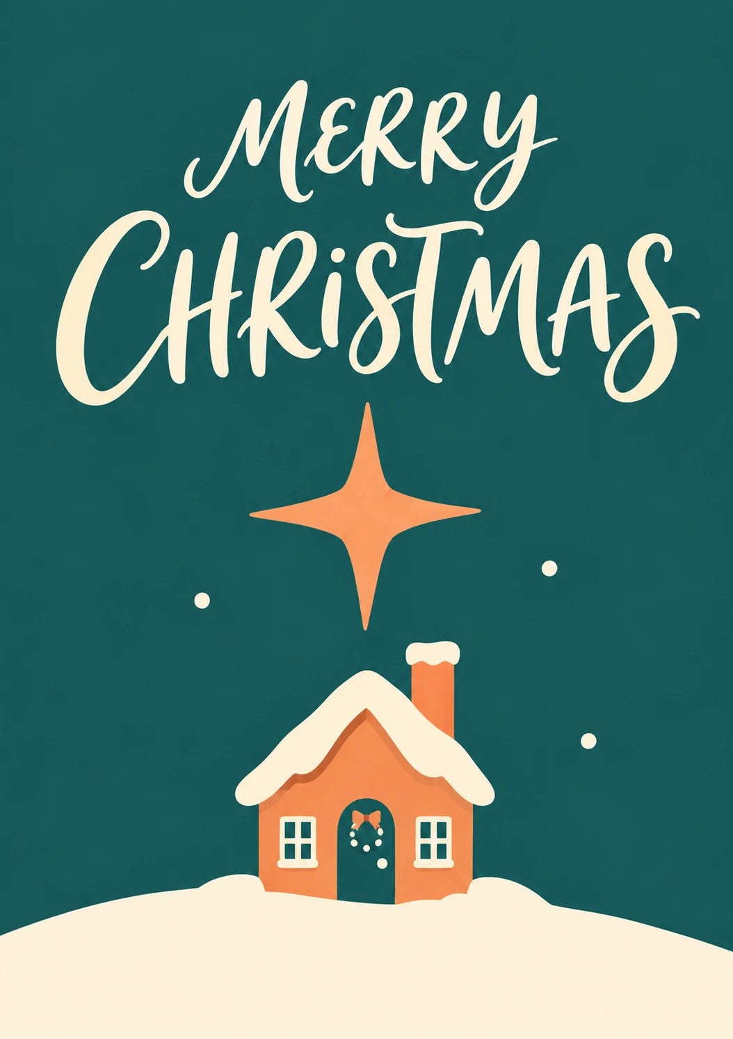 Cosy Snow Covered Cottage Christmas Card for Her