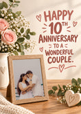 Load image into Gallery viewer, Happy 10th Anniversary Wonderful Couple Photo Upload Anniversary Card
