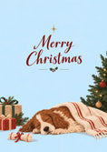 Load image into Gallery viewer, Sleeping Spaniel Under Blanket Christmas Card for Her

