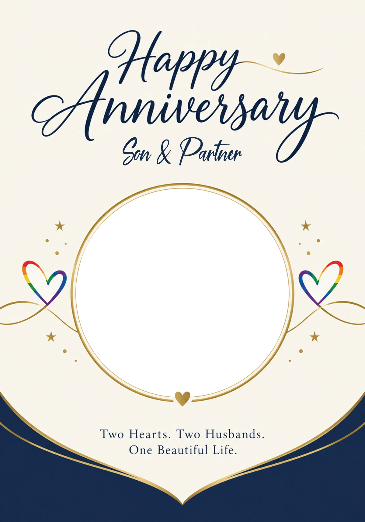 Rainbow Hearts Two Husbands Photo Upload Anniversary Card
