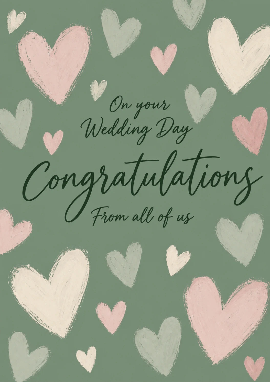 Sage Green Hearts Congratulations Wedding Day Card