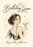 Load image into Gallery viewer, Elegant Queen Crown Champagne Birthday Card for Her
