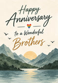 Load image into Gallery viewer, Rainbow Heart Mountain Scene Brothers Anniversary Card
