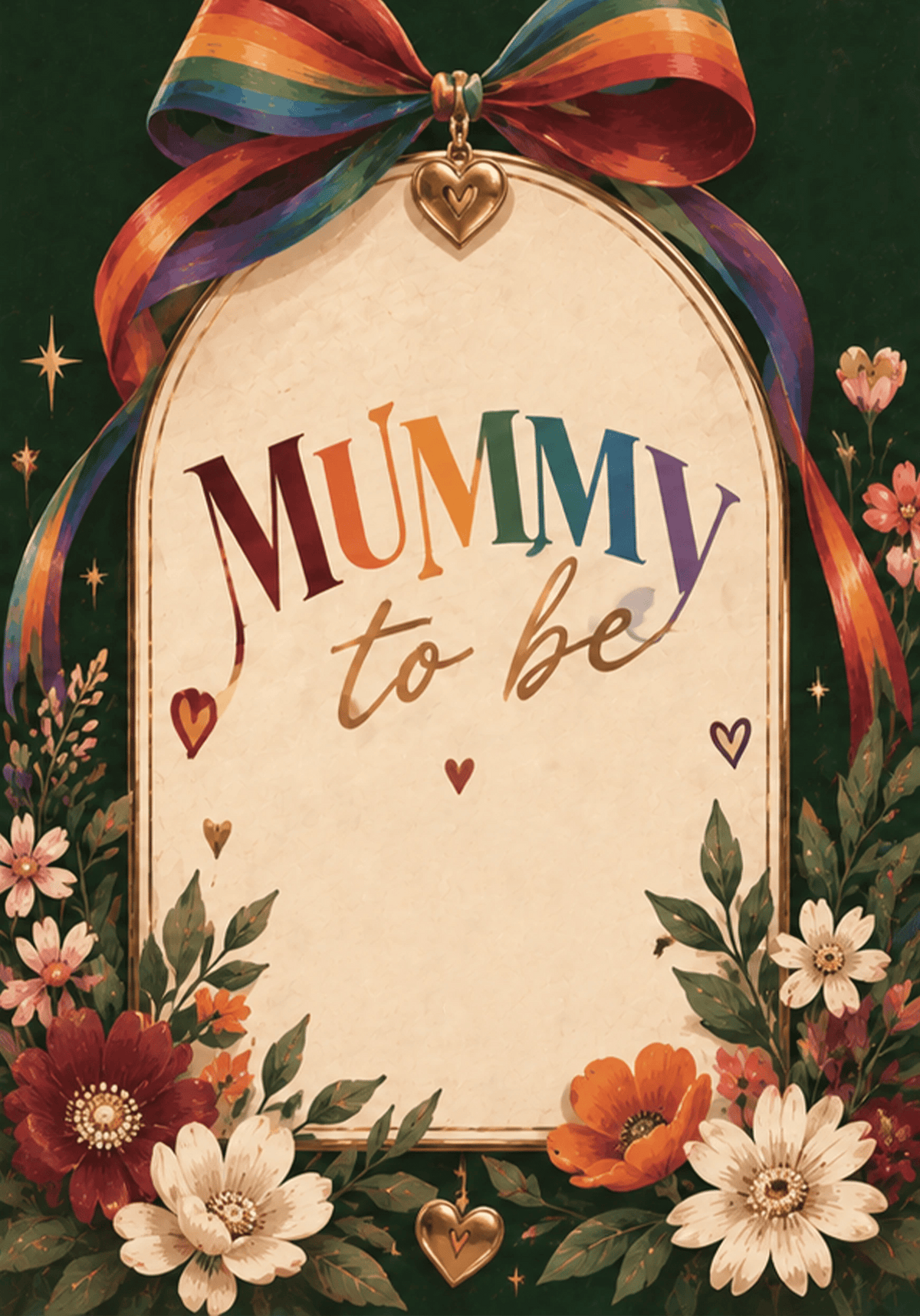 Rainbow Bow Mummy To Be Birthday Card for Her