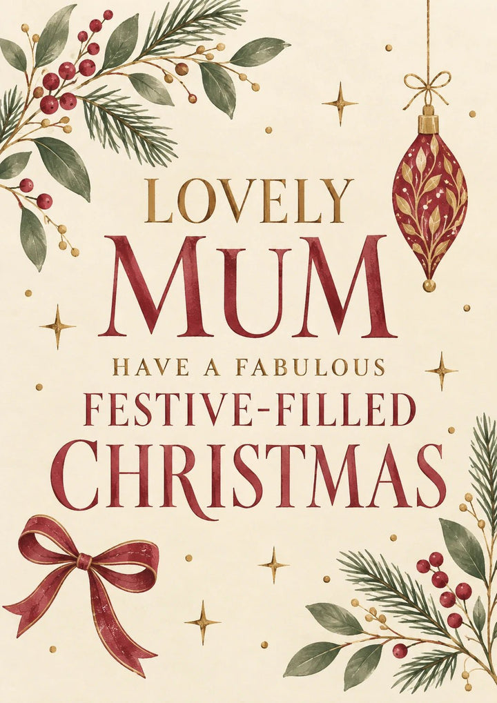 Lovely Mum Festive Filled Christmas Card for Her