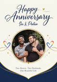 Load image into Gallery viewer, Navy Gold Hearts LGBTQ+ Son & Partner Anniversary Card
