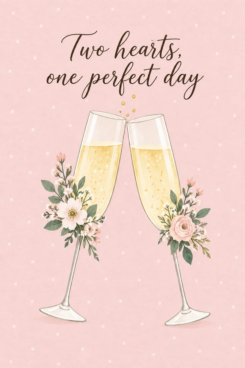 Champagne Flutes Floral Toast Wedding Card