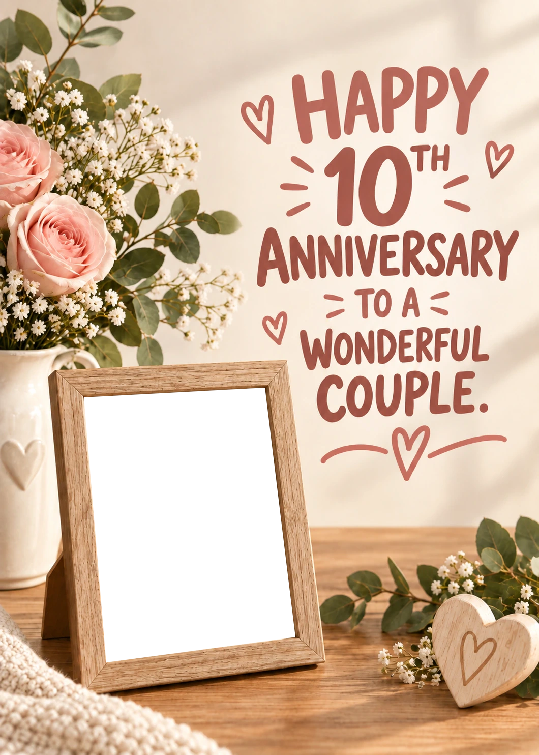 Happy 10th Anniversary Wonderful Couple Photo Upload Anniversary Card