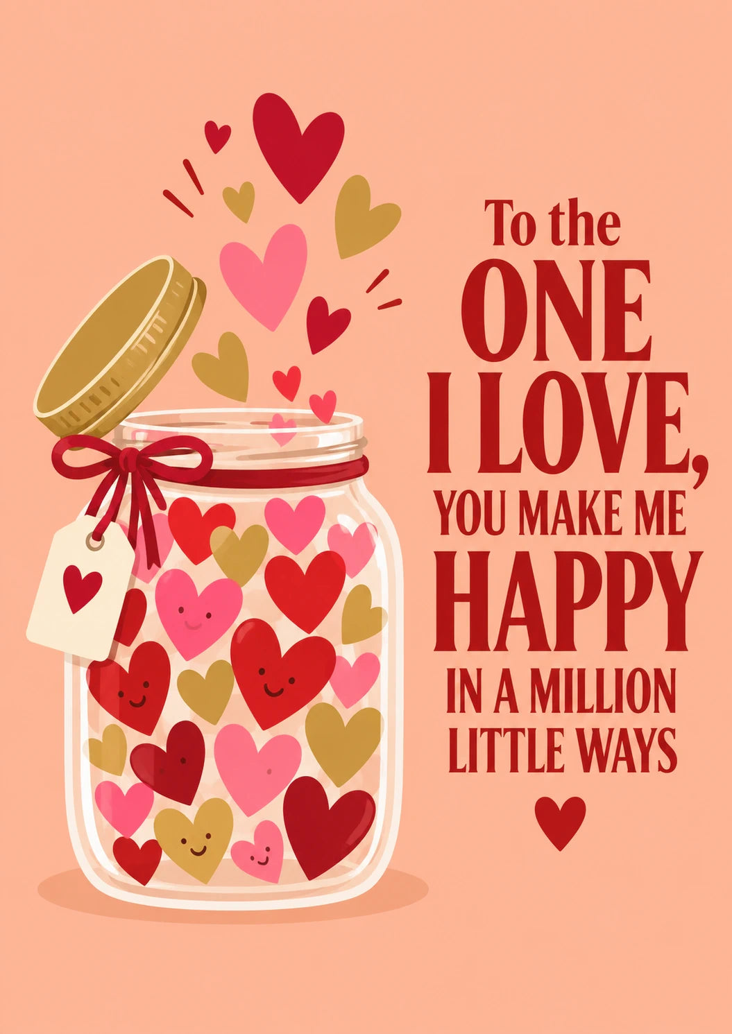 Jar Full of Hearts Valentine's Day Card for Fiancé