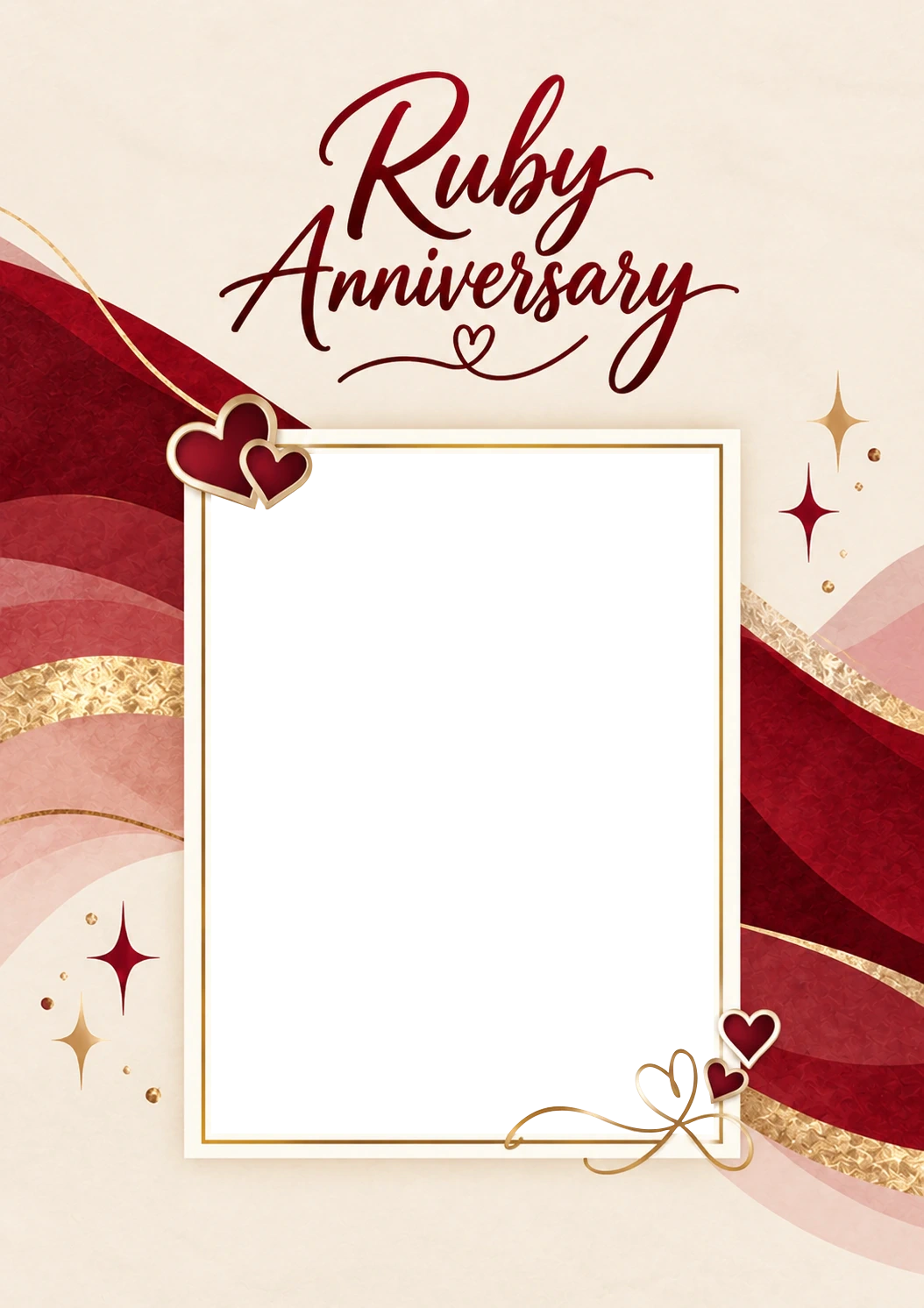 Ruby Red Hearts Photo Upload 40th Anniversary Card