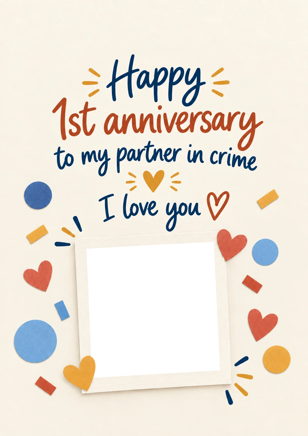 Partner in Crime Photo Upload 1st Anniversary Card