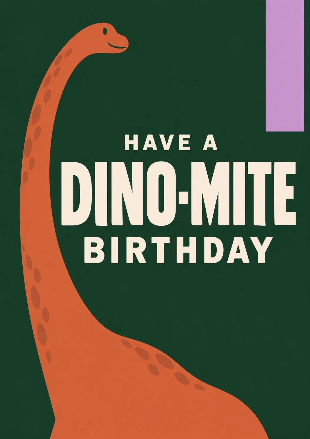 Funny Dino-Mite Long Neck Dinosaur Birthday Card for Kids