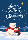 Load image into Gallery viewer, Cute Polar Bear and Penguin Christmas Card
