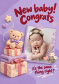 Load image into Gallery viewer, Funny New Baby Congrats Teddy Bear Photo Upload Birthday Card
