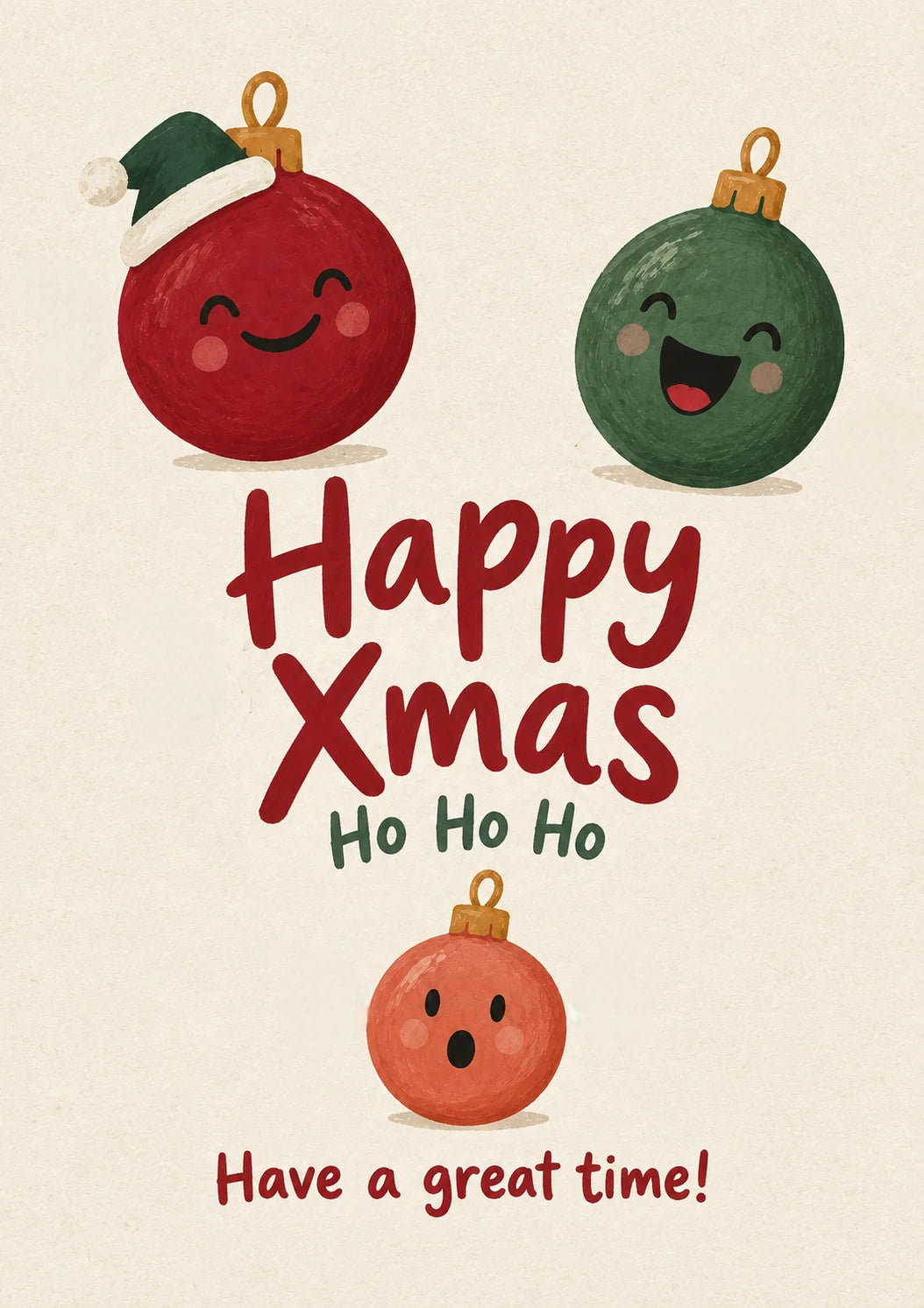 Cute Christmas Baubles Ho Ho Ho Xmas Card for Her