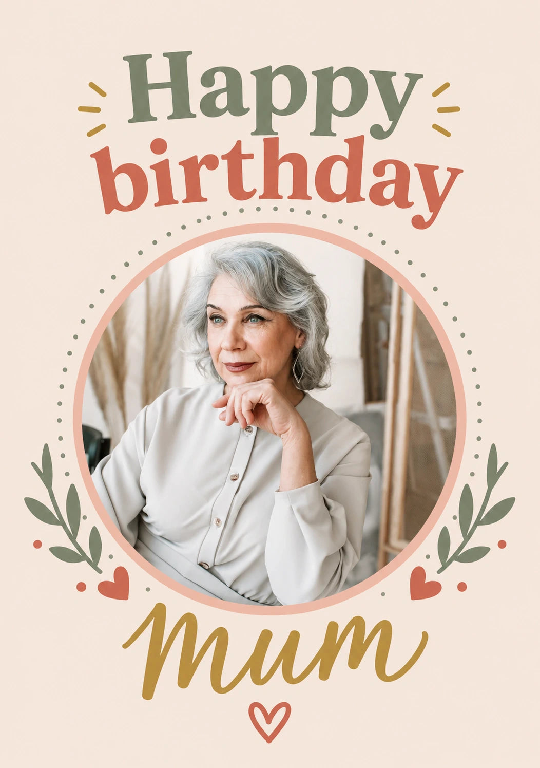 Happy Birthday Mum Botanical Photo Upload Birthday Card for Her